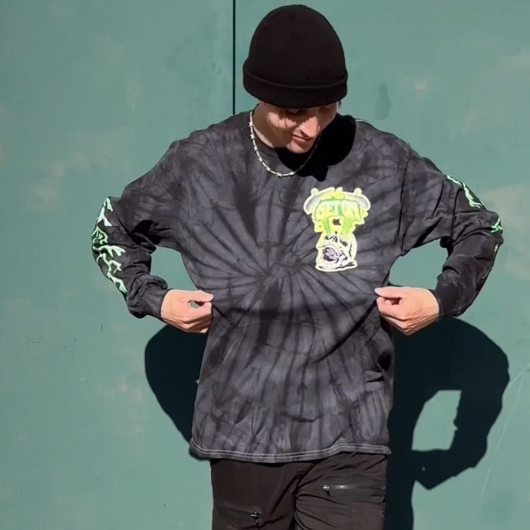 Gray/Black Tie Dye Skeleton Long Sleeve