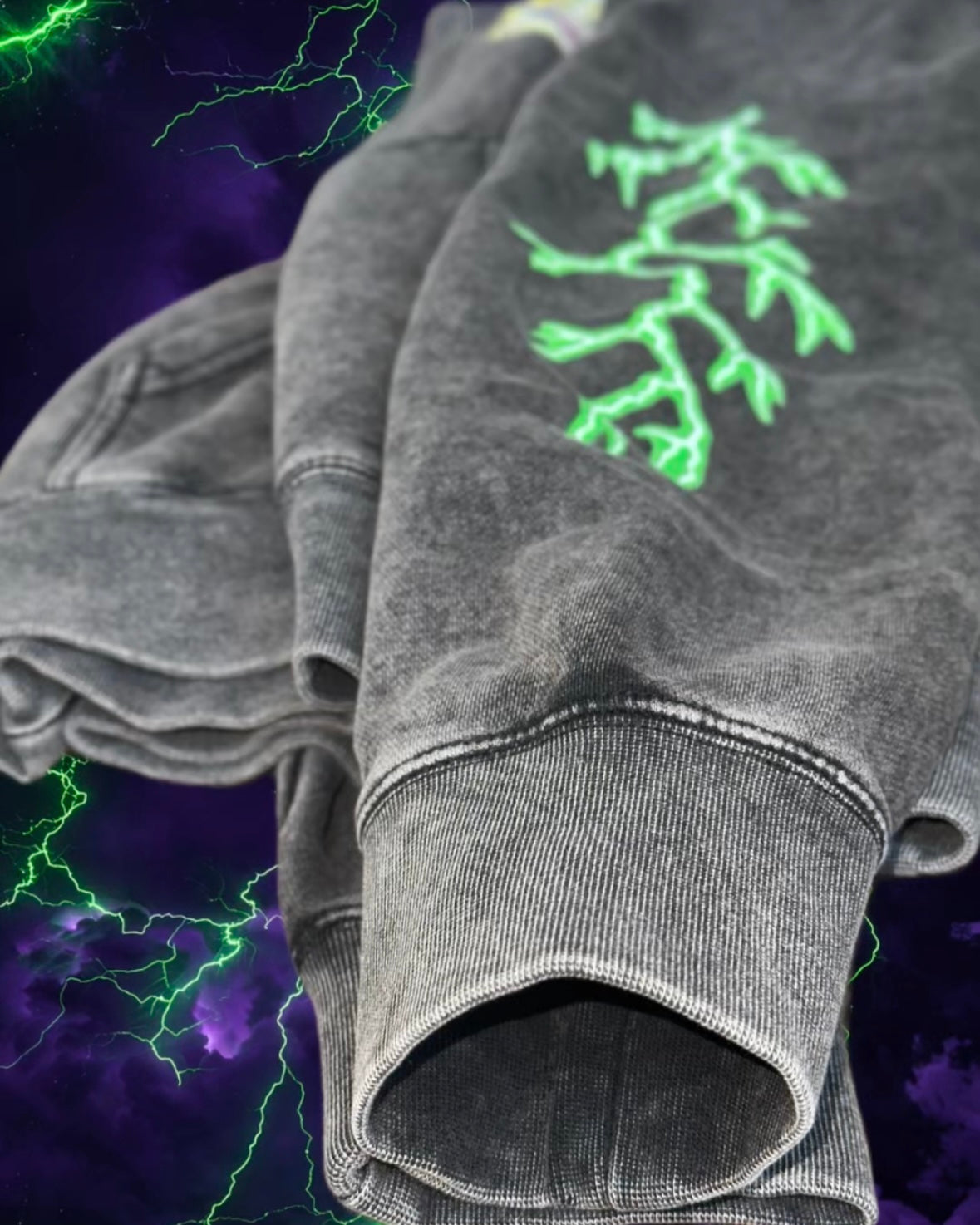 Black and Gray Skeleton Mineral Wash Hoodie