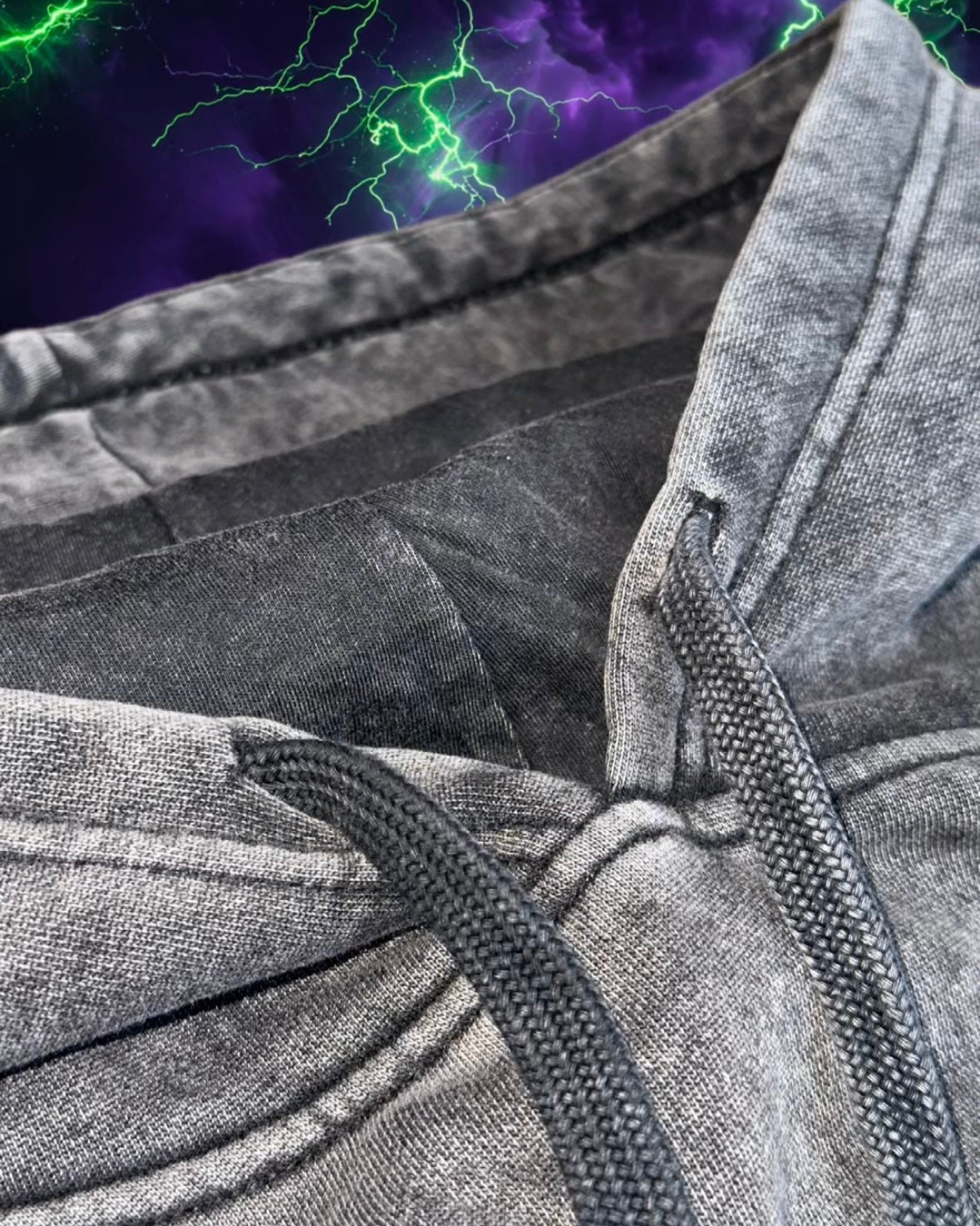 Black and Gray Skeleton Mineral Wash Hoodie