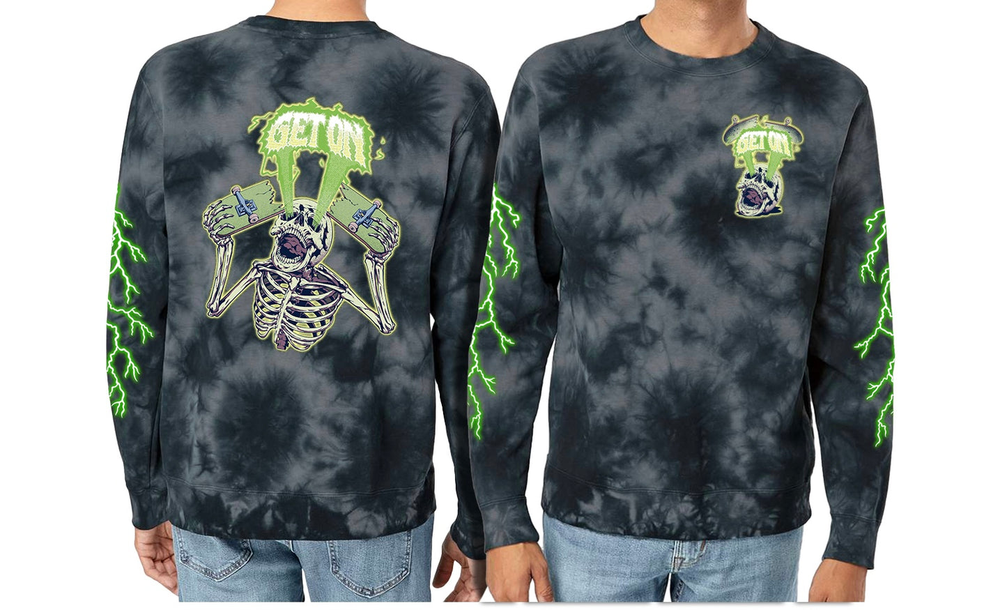 Gray/Black Tie Dye Skeleton Long Sleeve